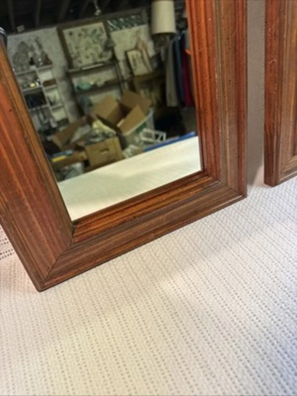 Vintage Rectangular Wall Mirror Set Of Two Wide Molded Wood Frame 20x10